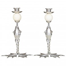 Pair of silver plated candlesticks 